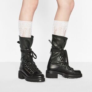 Christian Dior Combat Boots Leather D-FIGHT MID-CALF DIOR PARIS Logo US 8.5